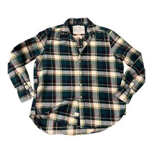 Frank & Eileen -Eileen Italian Flannel in Green, Cream, Navy & Gold size S